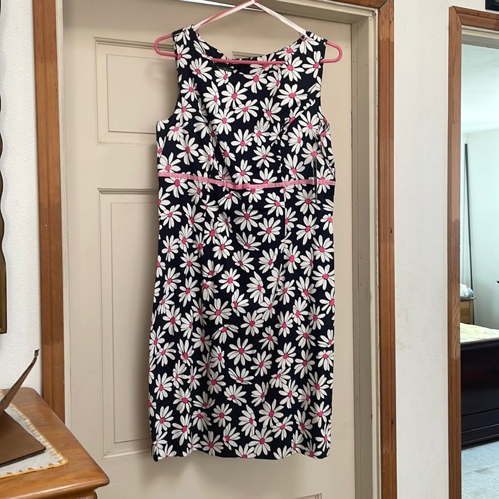 Vintage 1990s Pink Black Daisies Flower Print Dress Sz: 8 NEW!! Never Worn!